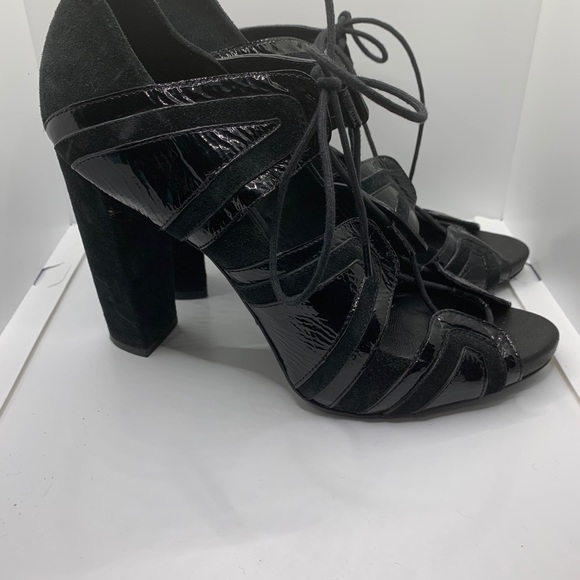 Tory Burch Suede & Patent Lace-Up Heels - Picture 9 of 10